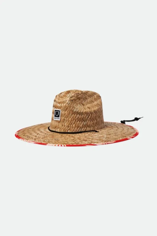 Alpha Square Lifeguard Hat - Tan/Aloha Red sold by Brixton