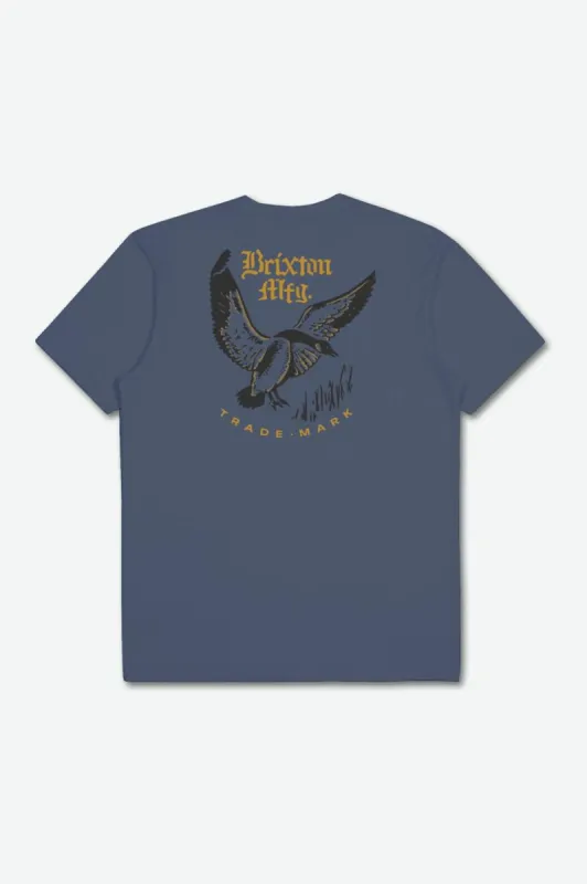 Portside S/S Tailored Tee - Flint Blue made by Brixton