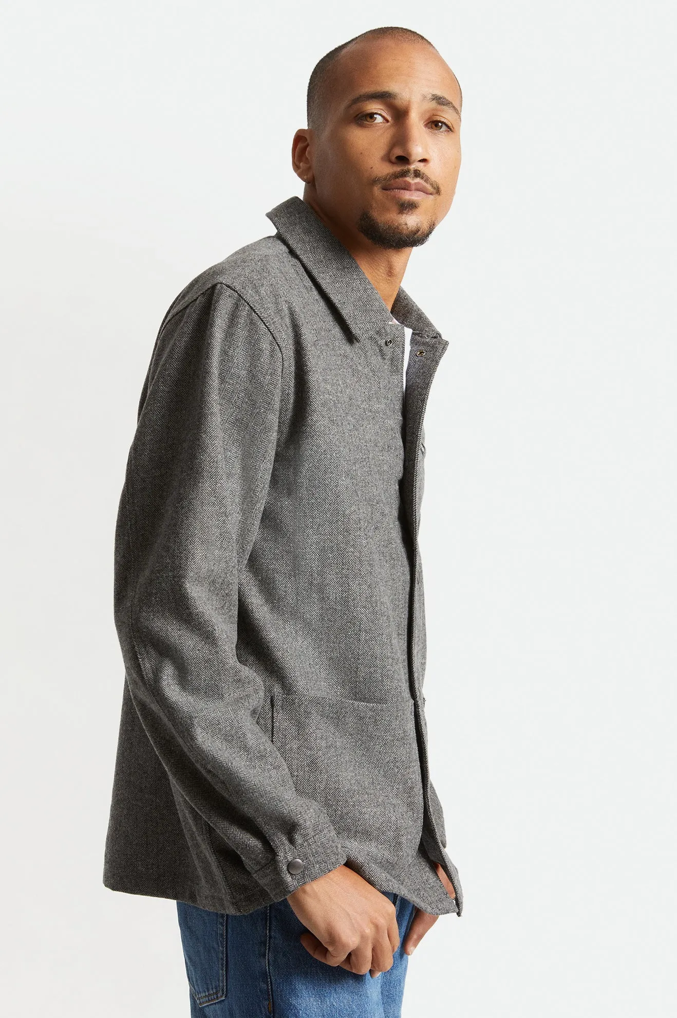 Survey Chore Coat - Black/Grey Herringbone sold by Brixton product image thumbnail 4