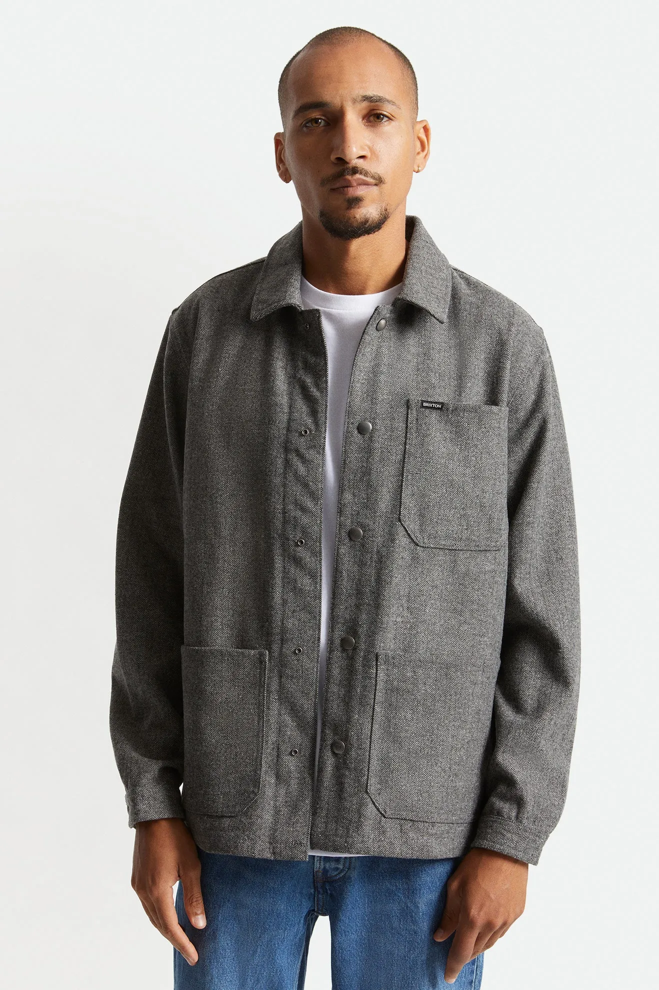 Survey Chore Coat - Black/Grey Herringbone sold by Brixton product image thumbnail 2