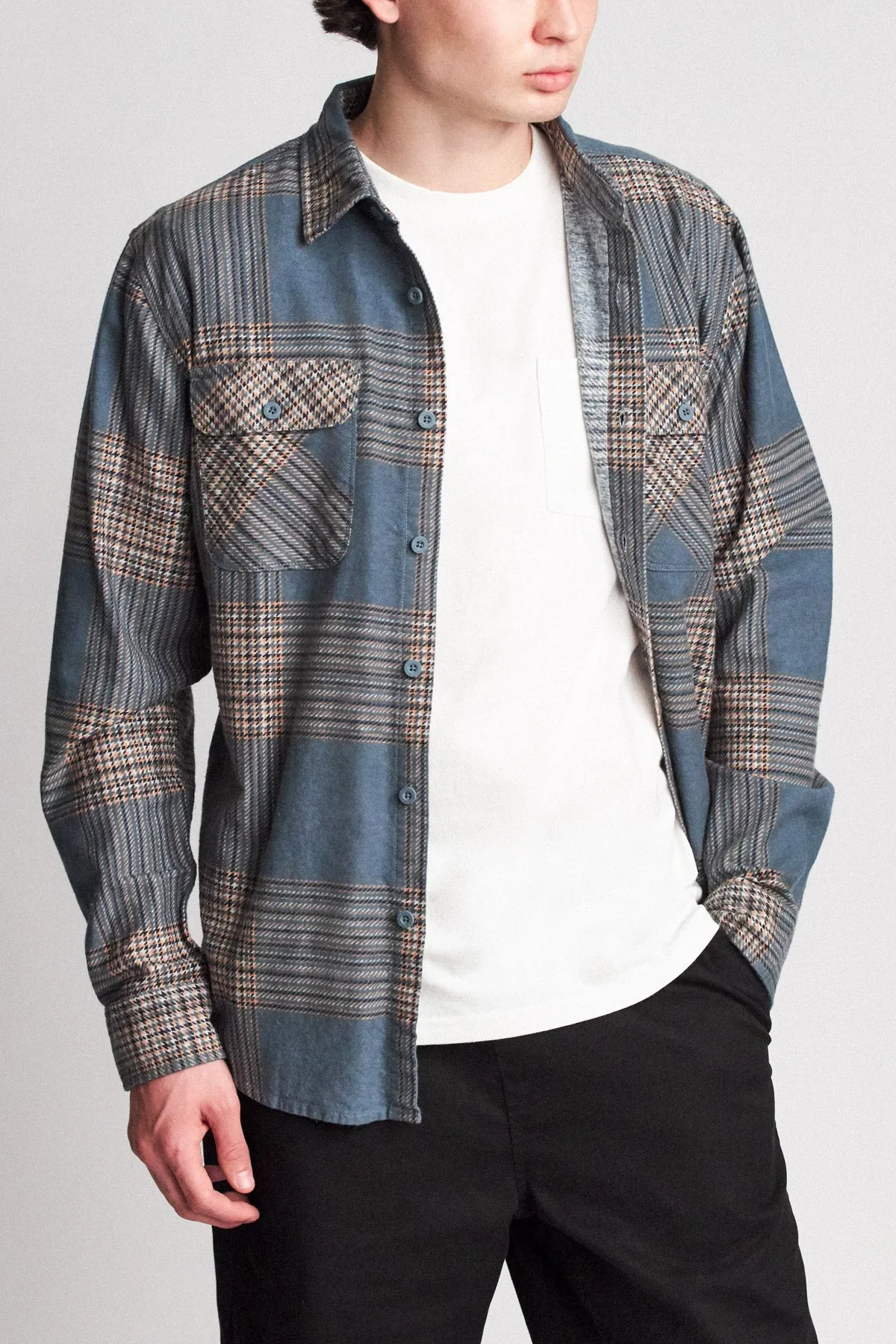 Bowery Lightweight L/S Flannel - Atlantic sold by Brixton product image thumbnail 4