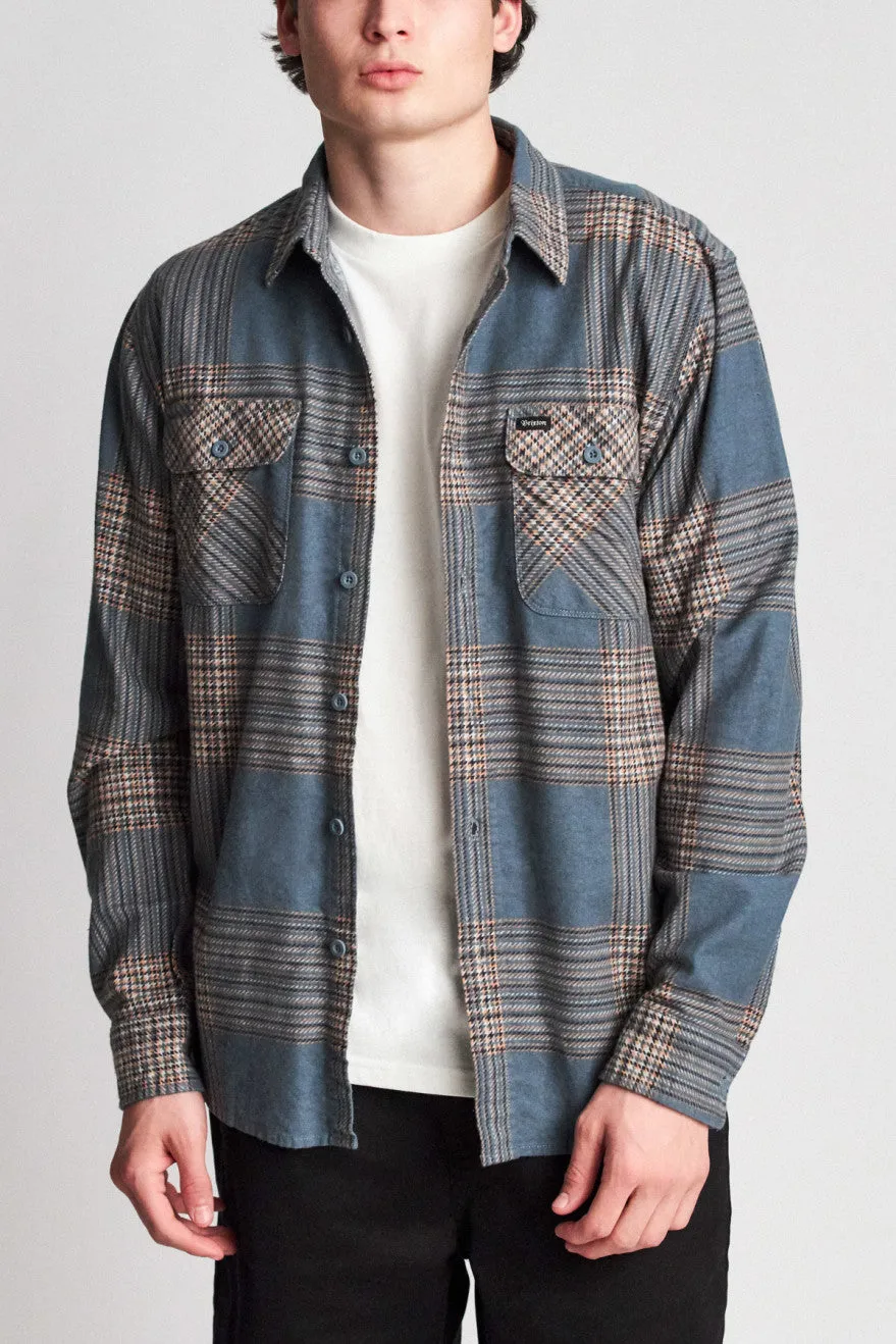 Bowery Lightweight L/S Flannel - Atlantic sold by Brixton