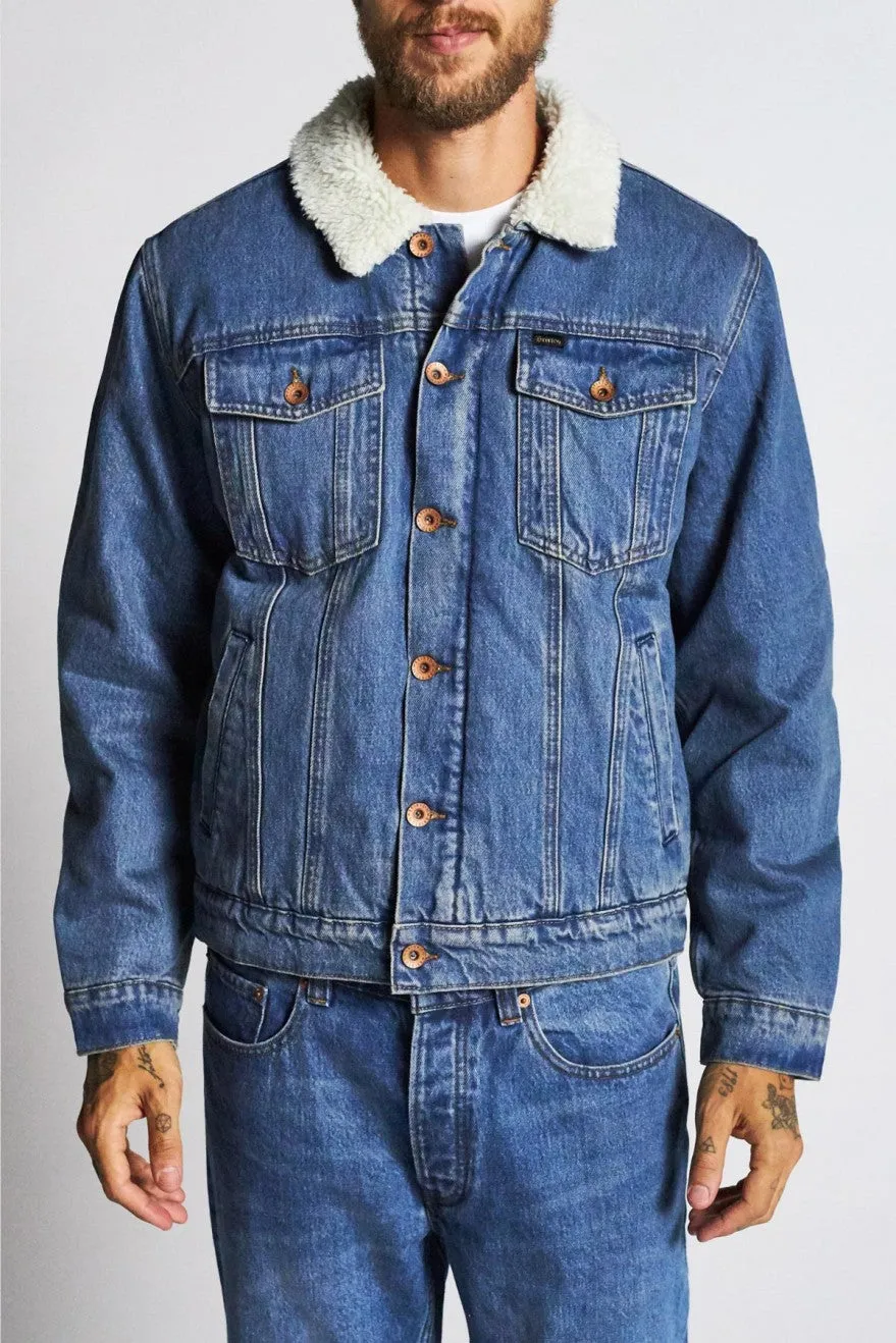 Cable Sherpa Denim Jacket - Worn Indigo sold by Brixton