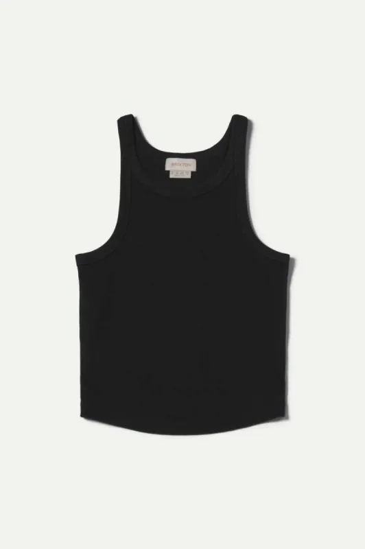 Organic Rib High Neck Tank Top - Black sold by Brixton