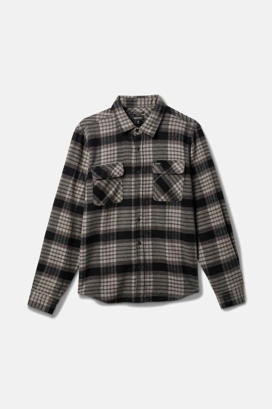 Bowery L/S Flannel - Black/Light Grey/Charcoal sold by Brixton