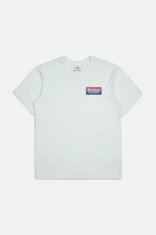 Palmer S/S Standard Tee - White/Blue/Pink sold by Brixton
