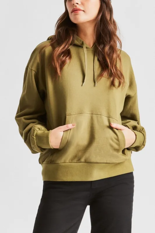 Vintage French Terry Hood - Washed Olive sold by Brixton