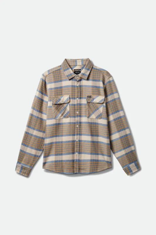 Bowery L/S Flannel - Whitecap/Sand/Blue Heaven sold by Brixton