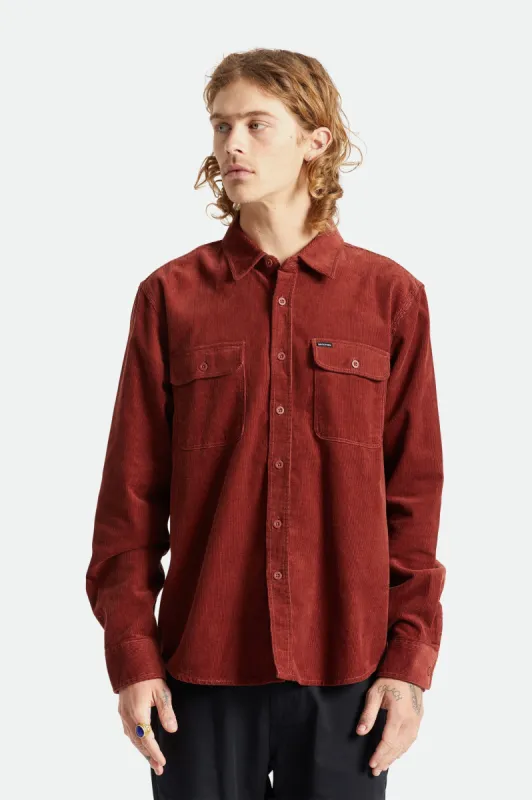 Bowery Corduroy L/S Flannel - Dark Brick sold by Brixton
