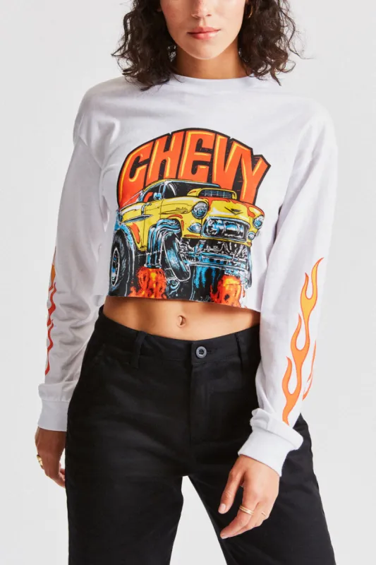 55 Heavy L/S Crop Tee - El Camino White made by Brixton