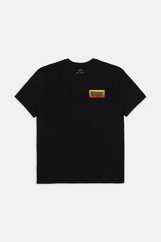 Palmer S/S Standard Tee - Black/Yellow/Red sold by Brixton