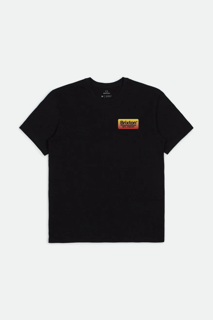 Palmer S/S Standard Tee - Black/Yellow/Red sold by Brixton
