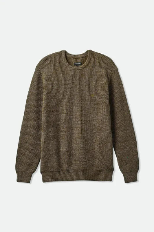 Landmark Crew Sweater - Heather Brown sold by Brixton