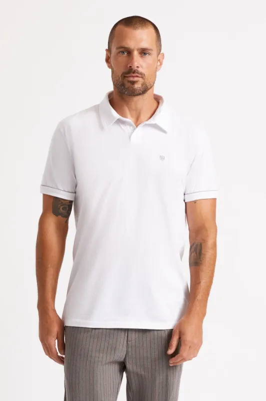 Carlos S/S Polo Knit - White/Light Grey sold by Brixton