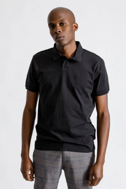 Carlos S/S Polo Knit - Black/Black sold by Brixton