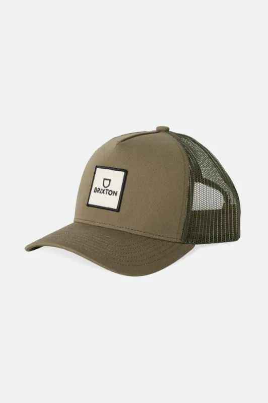 Alpha Block Netplus Trucker Hat - Olive Surplus/Olive Surplus sold by Brixton