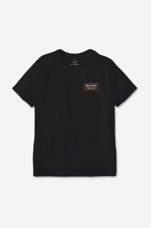 Palmer Proper S/S Standard Tee - Black/Orange/White sold by Brixton
