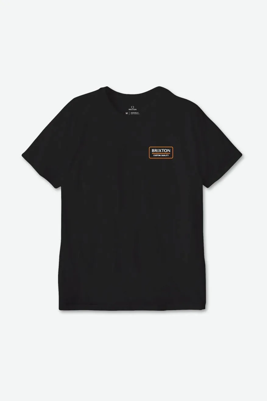 Palmer Proper S/S Standard Tee - Black/Orange/White sold by Brixton