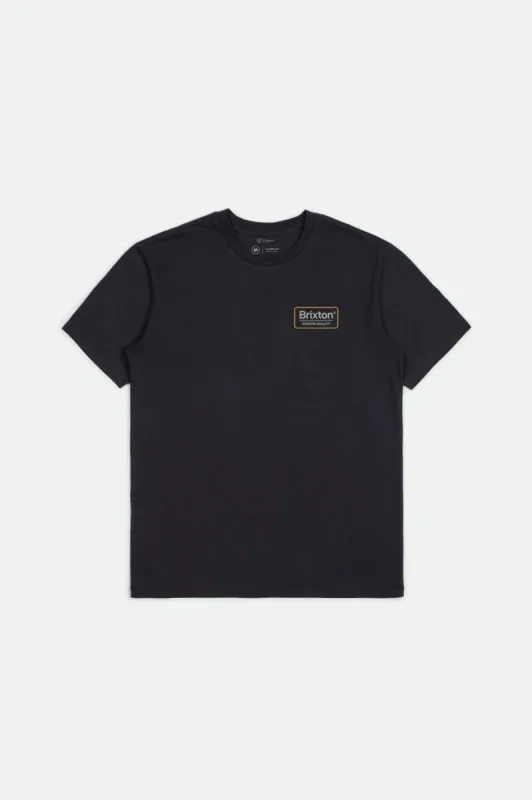 Palmer S/S Premium Tee - Washed Black/Grey sold by Brixton