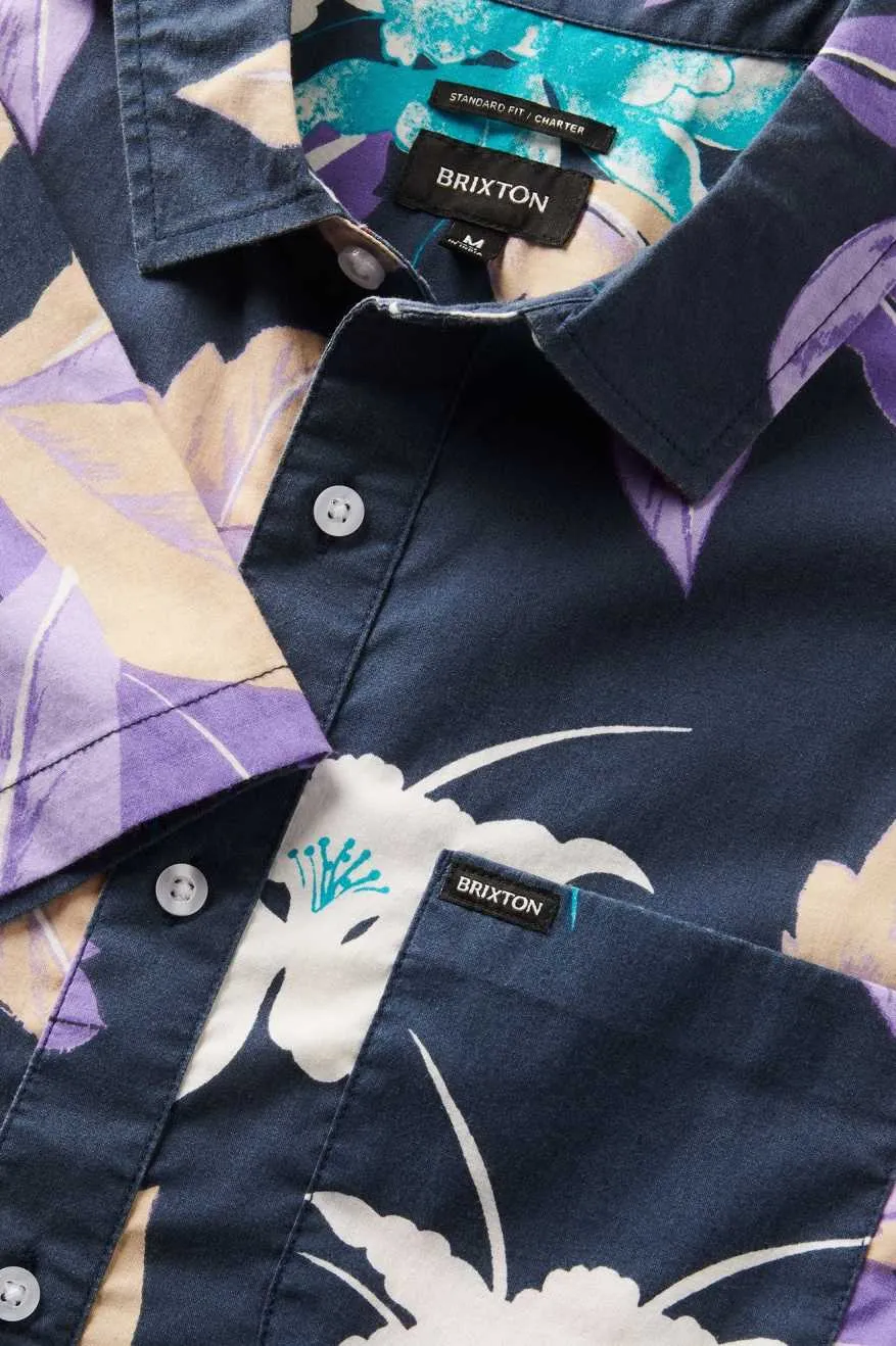 Charter Print S/S Shirt - Washed Navy Passion sold by Brixton product image thumbnail 4