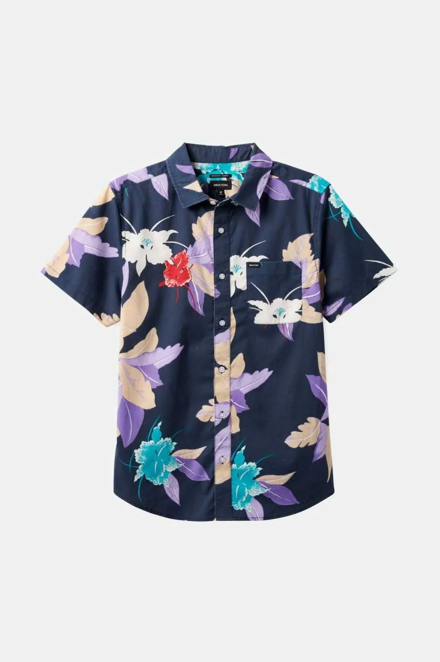 Charter Print S/S Shirt - Washed Navy Passion sold by Brixton