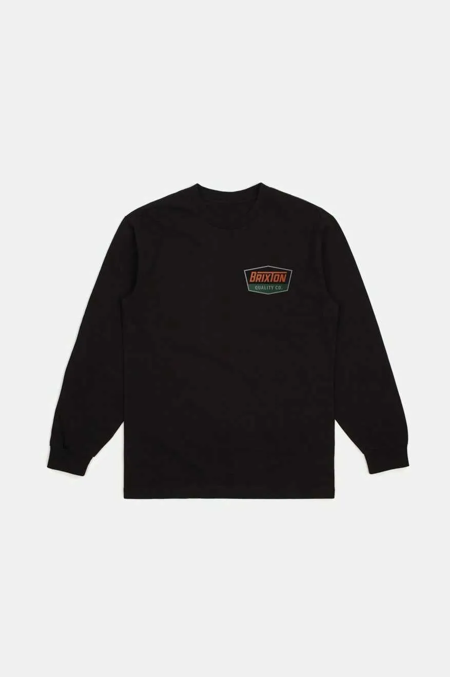 Regal L/S Standard T-Shirt - Black/Rust sold by Brixton