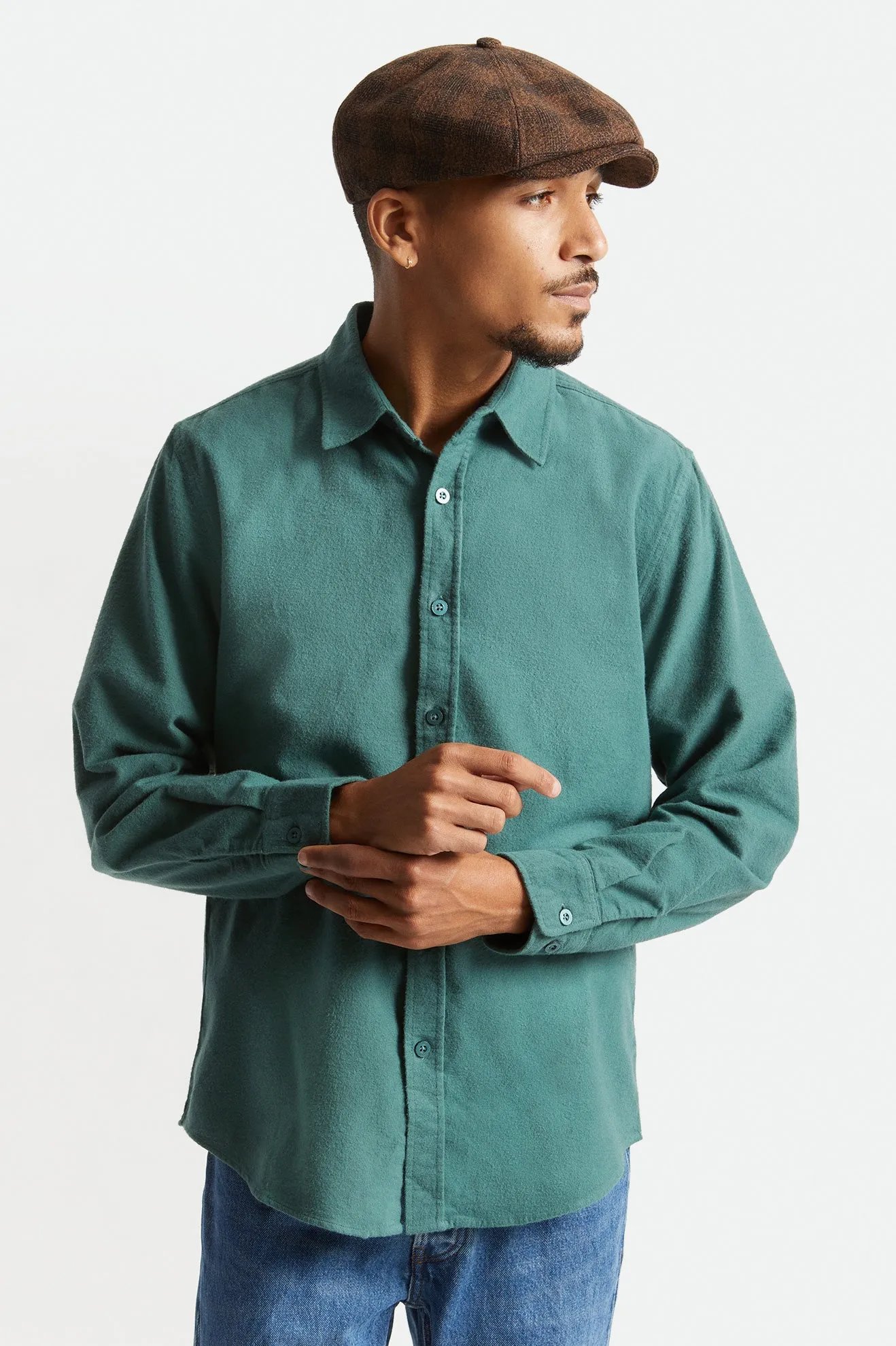 Bowery Soft Weave L/S Flannel - Pine sold by Brixton