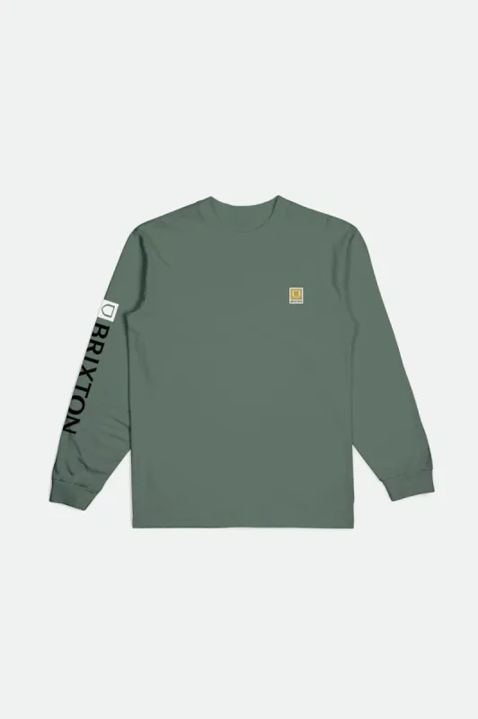 Beta II L/S Standard Tee - Dark Forest Garment Dye sold by Brixton