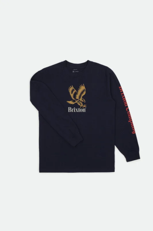 Descent III L/S Standard Tee - Navy sold by Brixton