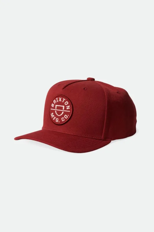 Crest C Netplus MP Snapback - Barn Red sold by Brixton