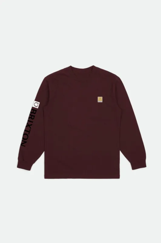 Beta II L/S Standard Tee - Mahogany Garment Dye sold by Brixton