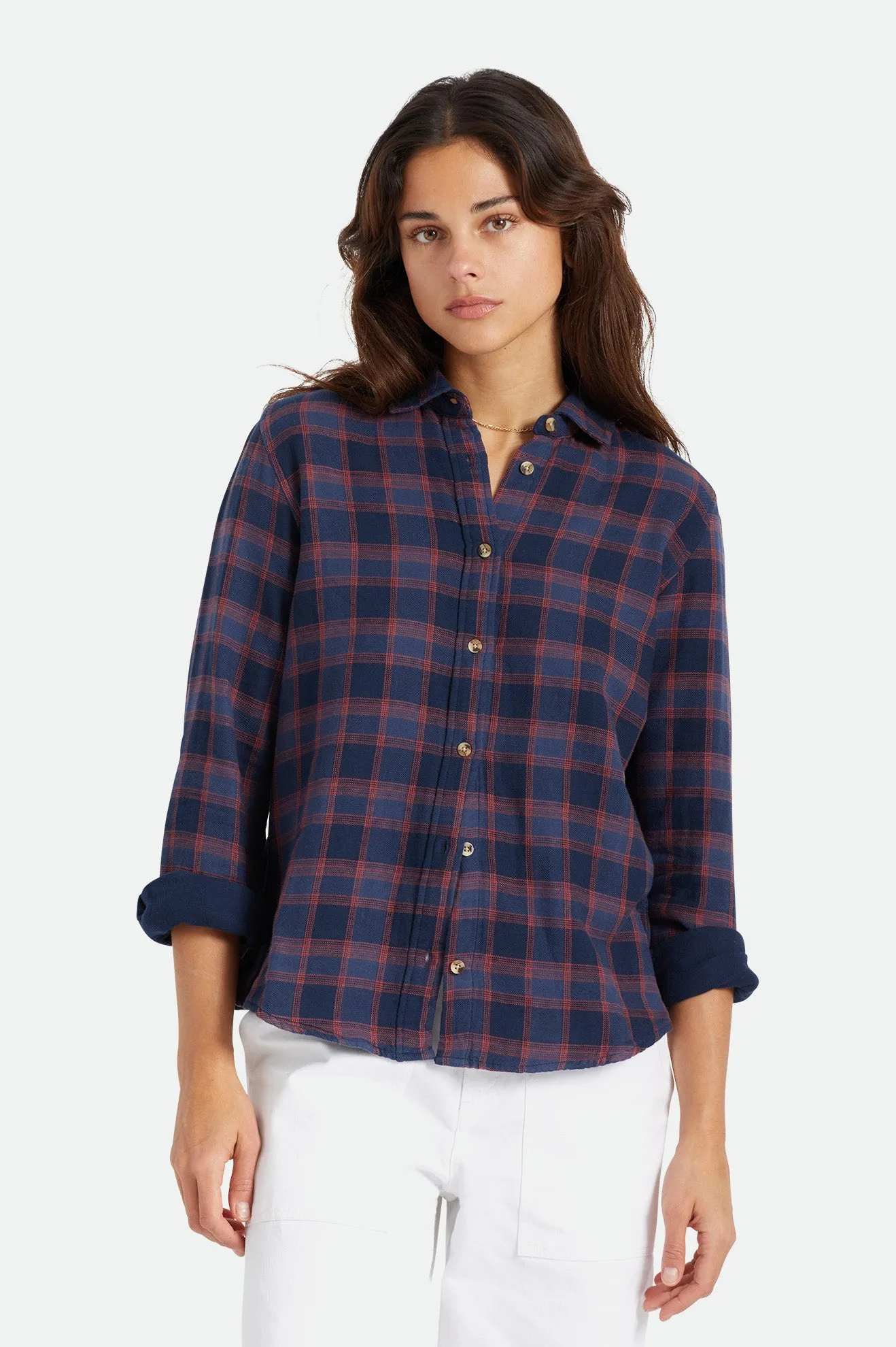 Bowery Women's Soft Weave L/S Flannel - Navy sold by Brixton