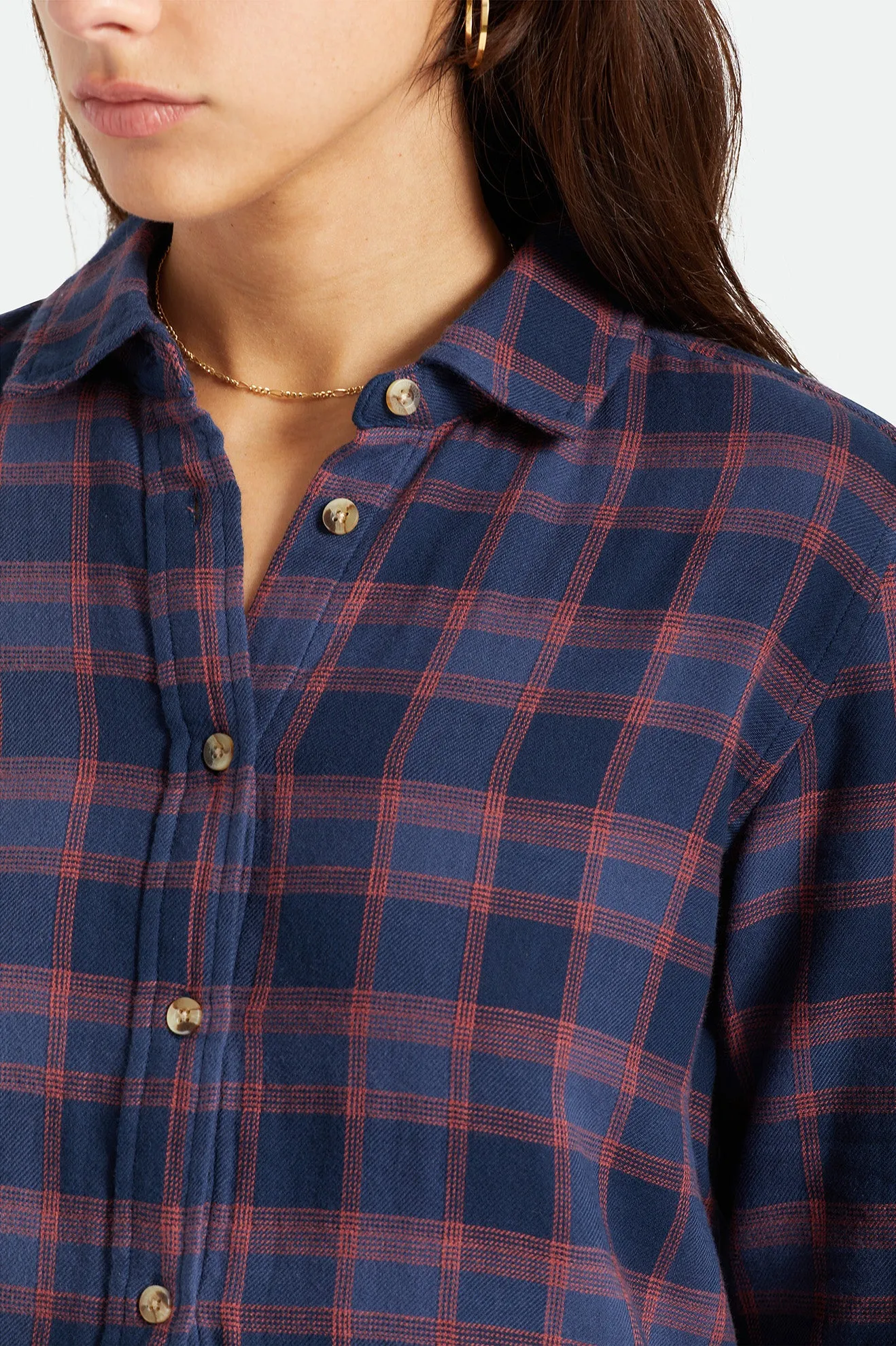 Bowery Women's Soft Weave L/S Flannel - Navy sold by Brixton product image thumbnail 5