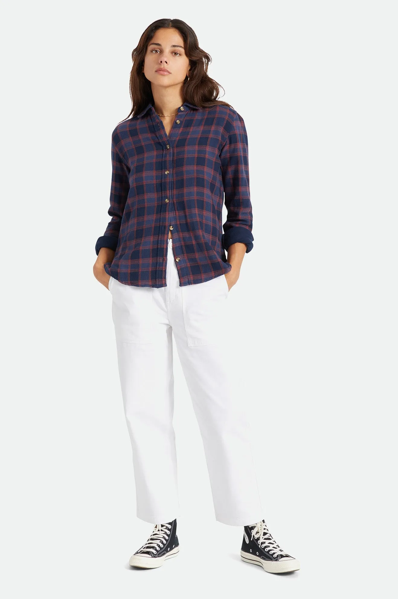 Bowery Women's Soft Weave L/S Flannel - Navy sold by Brixton product image thumbnail 2