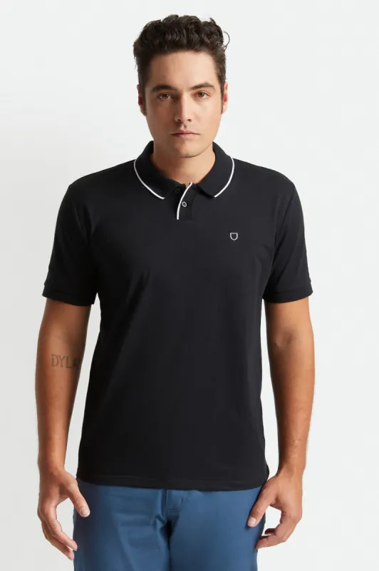 Proper S/S Polo Knit - Black/White sold by Brixton