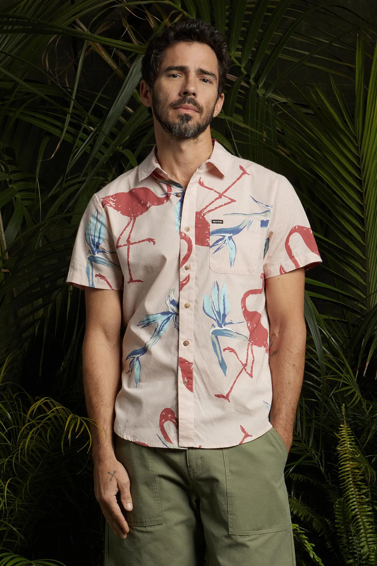 Charter Print S/S Woven Shirt - Coral Pink/Dusty Cedar/Canal Blue sold by Brixton product image thumbnail 2