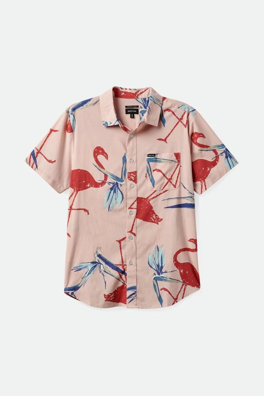 Charter Print S/S Woven Shirt - Coral Pink/Dusty Cedar/Canal Blue sold by Brixton