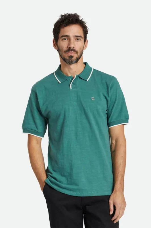 Proper Slub S/S Polo - Spruce/Off White sold by Brixton