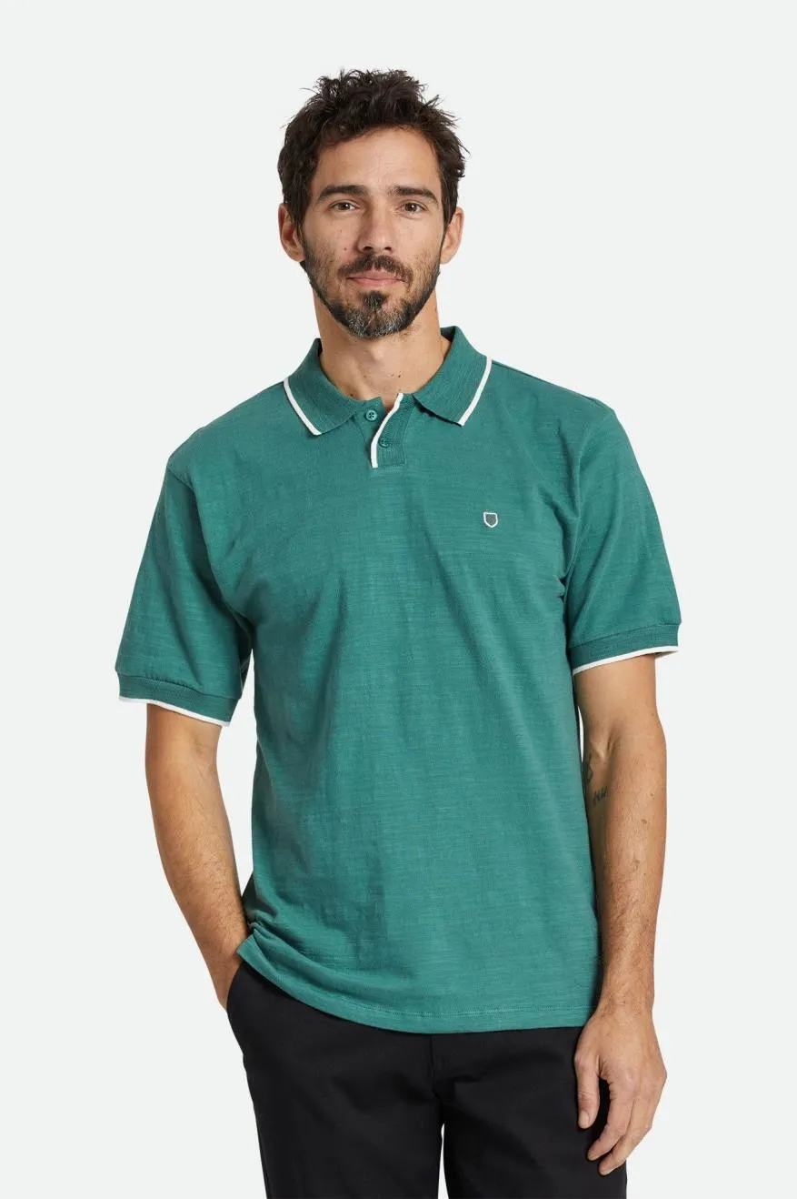 Proper Slub S/S Polo - Spruce/Off White sold by Brixton