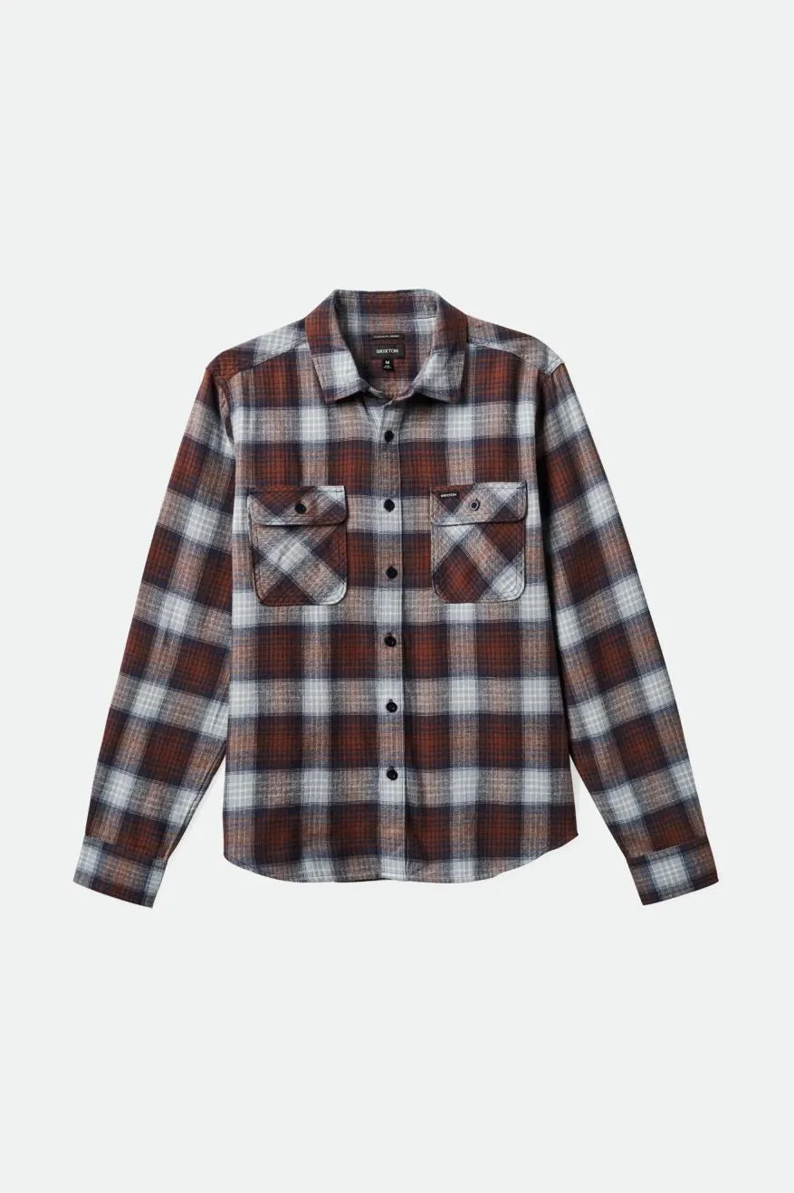 Bowery Lightweight Ultra Soft L/S Flannel - Washed Navy/Dusty Blue sold by Brixton