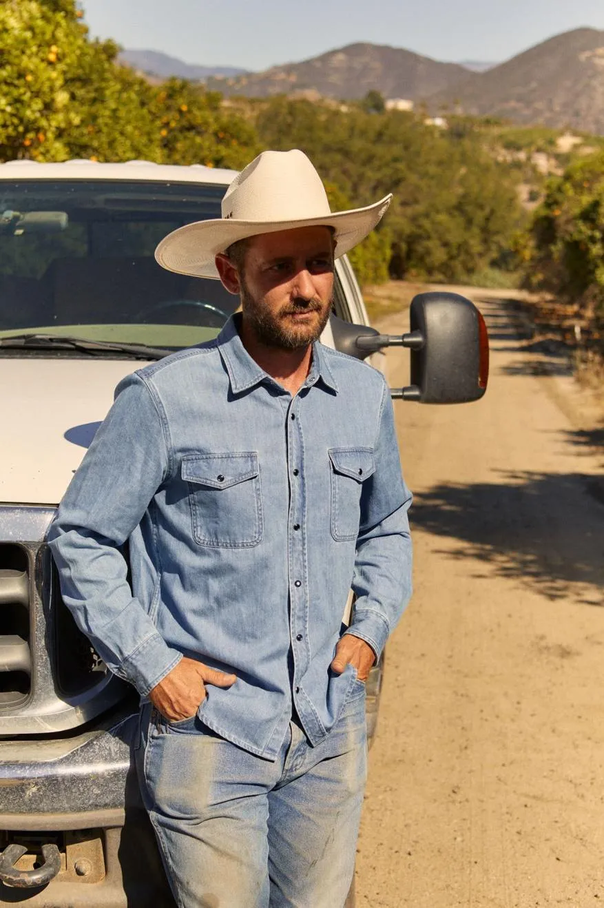 Wayne Stretch L/S Woven Shirt - Washed Indigo sold by Brixton product image thumbnail 5