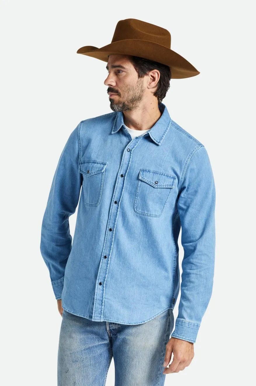 Wayne Stretch L/S Woven Shirt - Washed Indigo sold by Brixton product image thumbnail 3