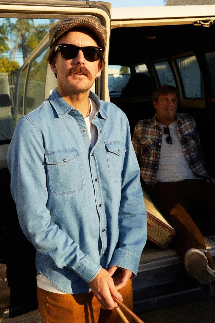 Wayne Stretch L/S Woven Shirt - Washed Indigo sold by Brixton product image thumbnail 4