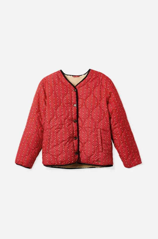 Sherpa Reversible Padded Jacket - Mars Red Praire Floral sold by Brixton