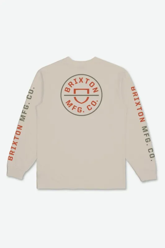 Crest L/S Tee - Cream/Burnt Red/Olive Surplus sold by Brixton