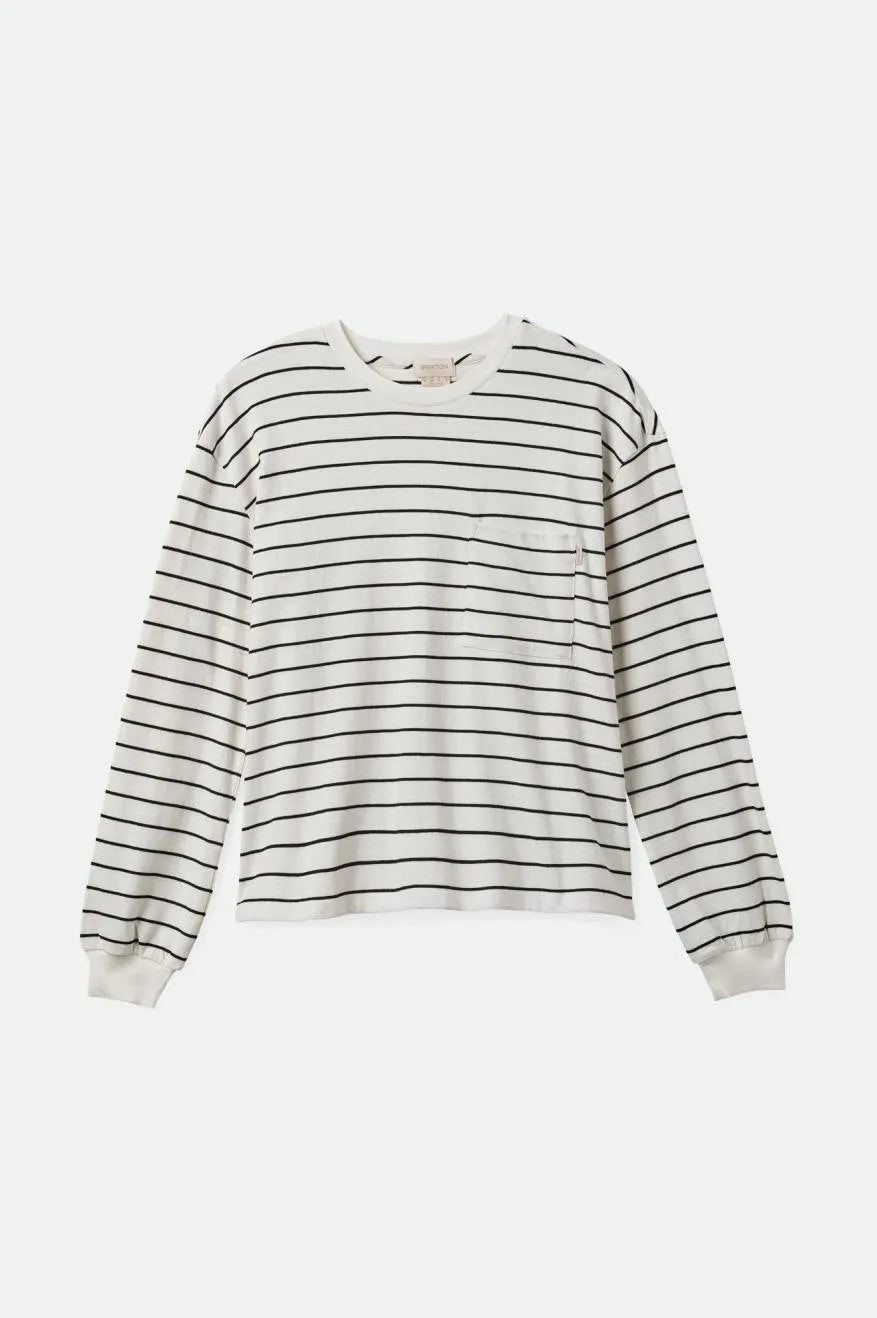 Carefree L/S Pocket T-Shirt - Off White/Black sold by Brixton