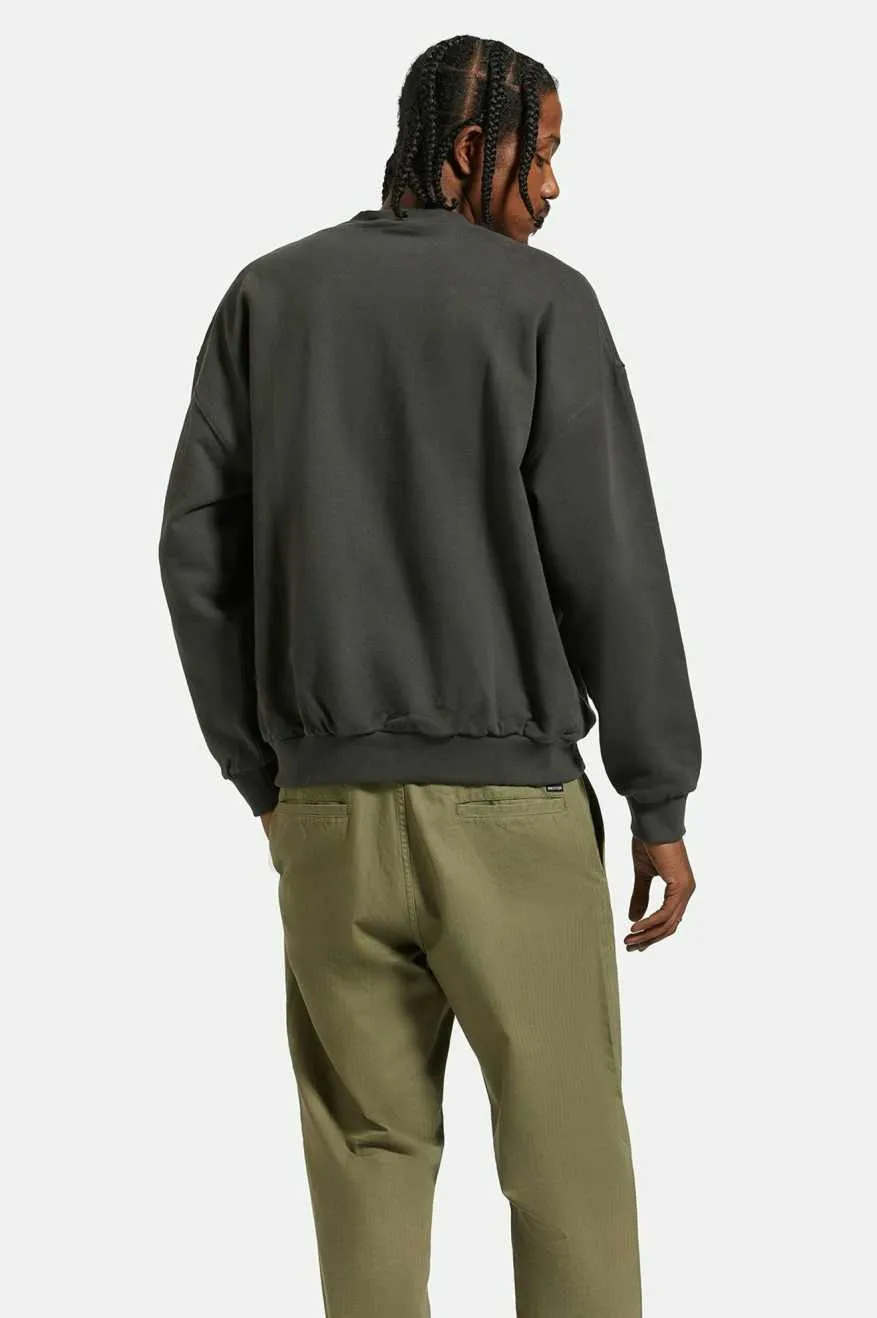 Embroidered Heavyweight Oversized Crew - Washed Black sold by Brixton product image thumbnail 3