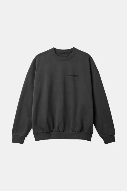 Embroidered Heavyweight Oversized Crew - Washed Black sold by Brixton
