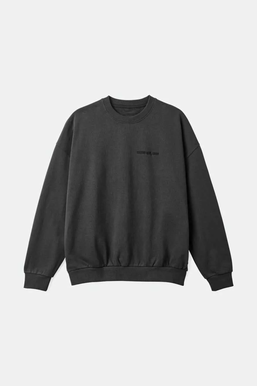 Embroidered Heavyweight Oversized Crew - Washed Black sold by Brixton