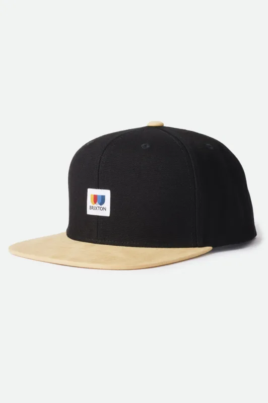 Alton MP Snapback - Black/Tan Suede sold by Brixton